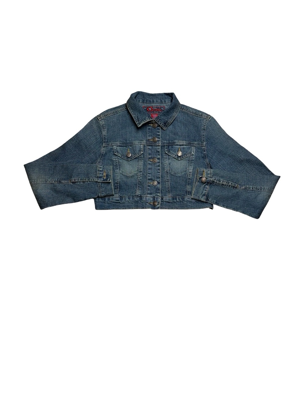 Y2K star Cropped Denim Jacket in Medium Blue